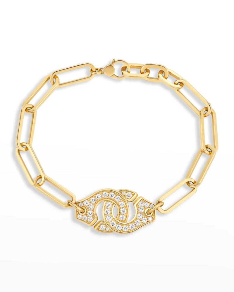 DINH VAN Yellow Gold Menottes R15 Extra-Large Bracelet with Full Diamonds Cover