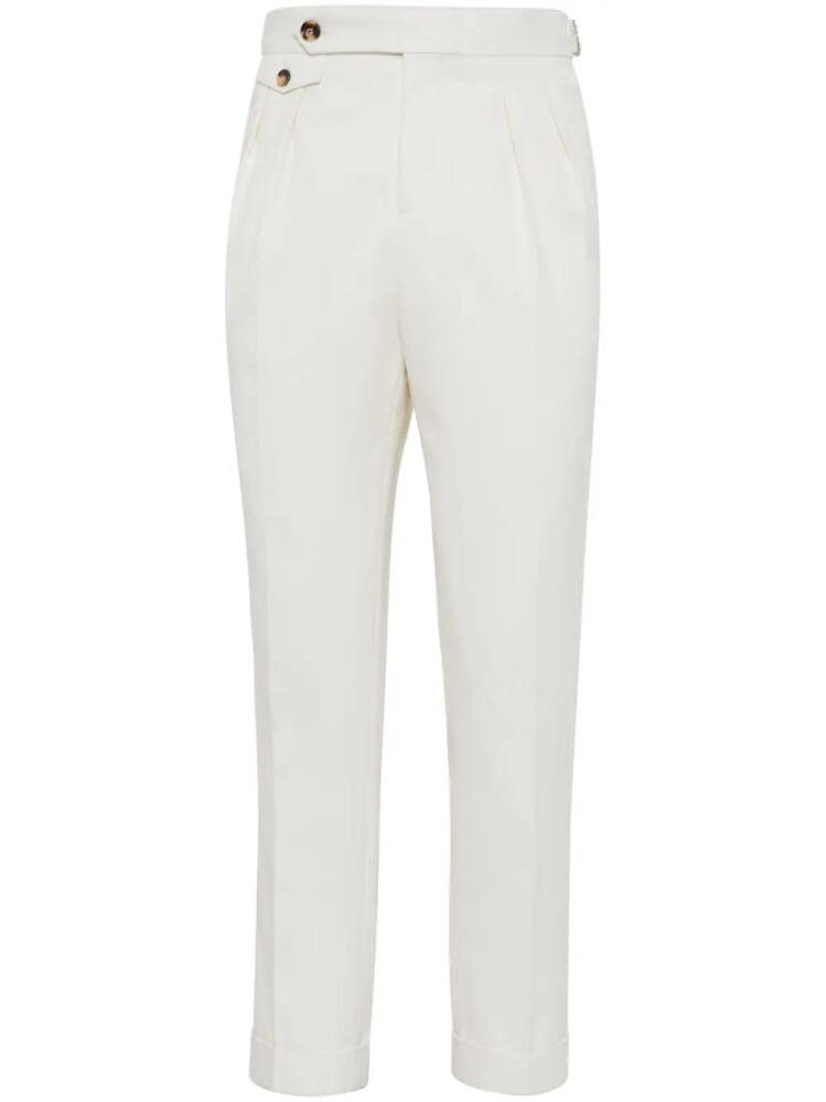 Brunello Cucinelli pressed-crease tapered trousers - White Cover