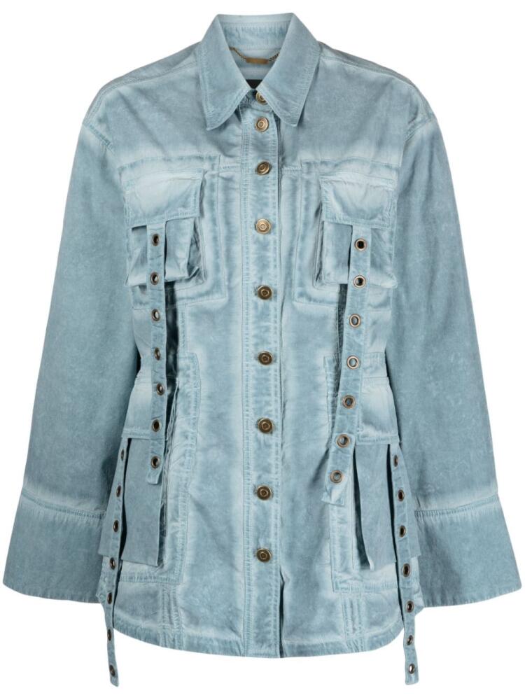 Blumarine eyelet-embellished denim jacket - Blue Cover