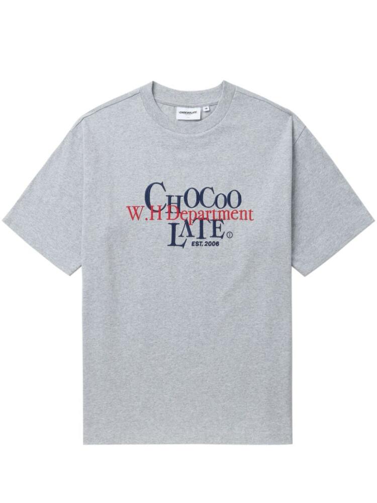 CHOCOOLATE logo-embroidered cotton T-shirt - Grey Cover