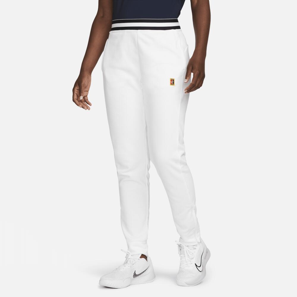 Nike Women's Court Dri-FIT Heritage French Terry Tennis Pants in White Cover