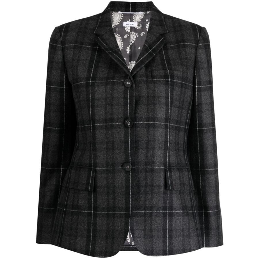 Thom Browne Ladies Charcoal Checked Single-Breasted Blazer Cover