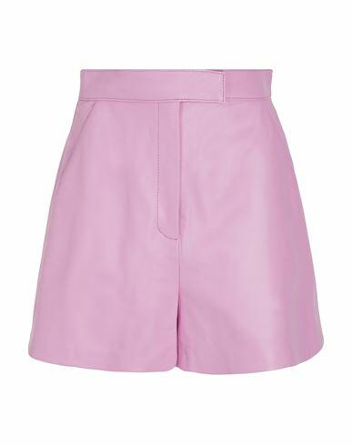 8 By Yoox Leather High-waist Bermuda Shorts Woman Shorts & Bermuda Shorts Pink Lambskin Cover