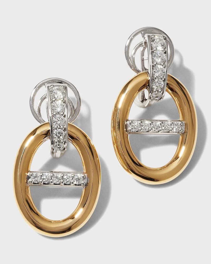 Leo Pizzo Yellow Gold and White Gold Oval-Drop Diamond Earrings Cover