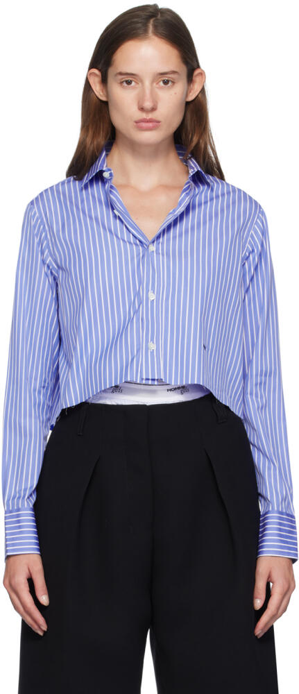 HommeGirls Blue & White Cropped Shirt Cover