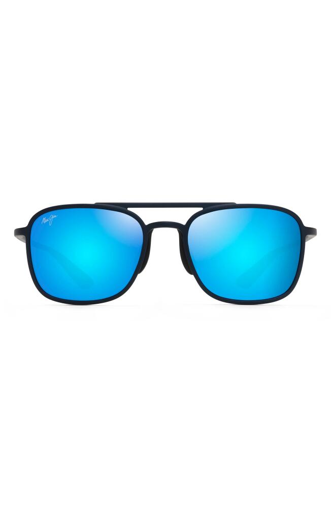 Maui Jim Keokea 55mm PolarizedPlus2 Aviator Sunglasses in Matte Blue/Blue Hawaii Cover