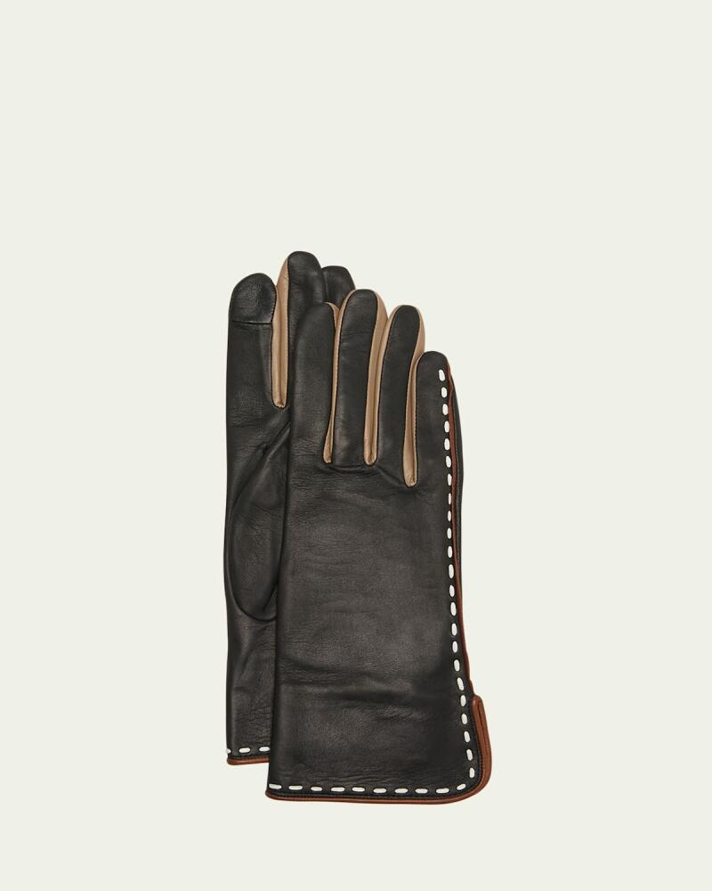 Agnelle Silk-Lined Leather Gloves Cover