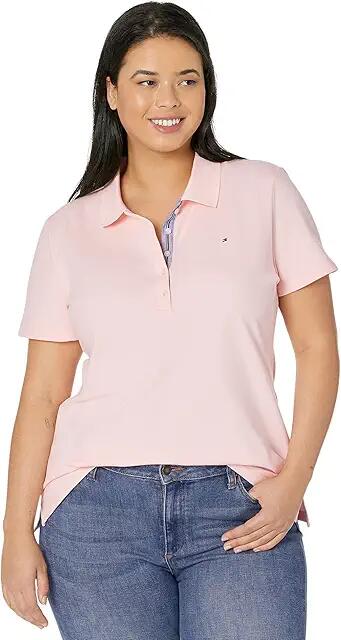 Tommy Hilfiger Solid Short Sleeve Polo (Ballerina Pink) Women's Clothing Cover