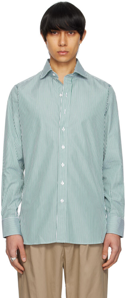 Drake's Green & White Stripe Shirt Cover