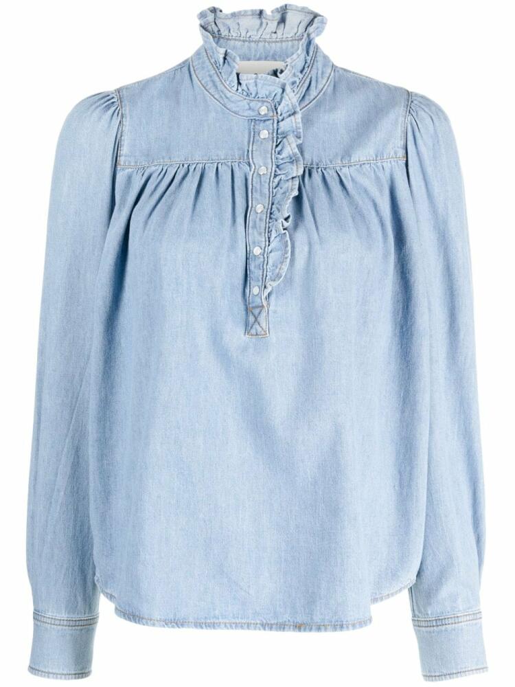 Ba&Sh Lilac ruffled denim blouse - Blue Cover