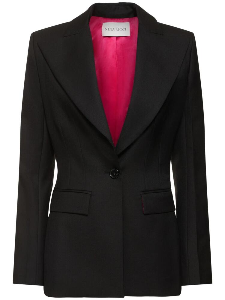 NINA RICCI Wool Gabardine Single Breasted Blazer Cover