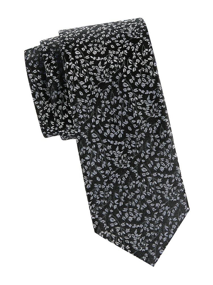 Saks Fifth Avenue Men's Floral Textured Silk Tie - Black Grey Cover