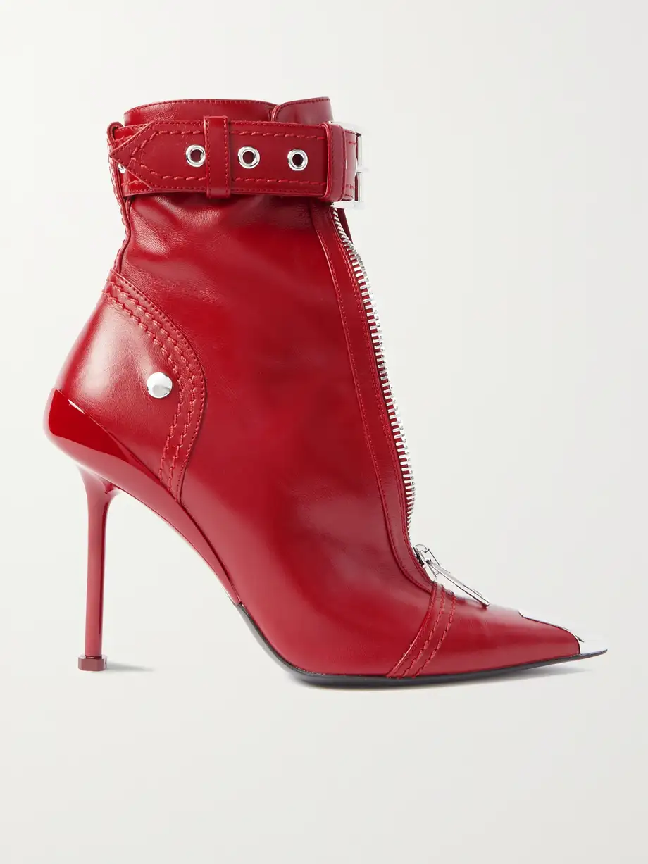 Alexander McQueen - Buckled Leather Ankle Boots - Red Cover