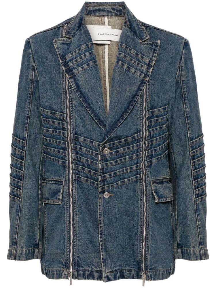 Feng Chen Wang multi seam denim blazer - Blue Cover