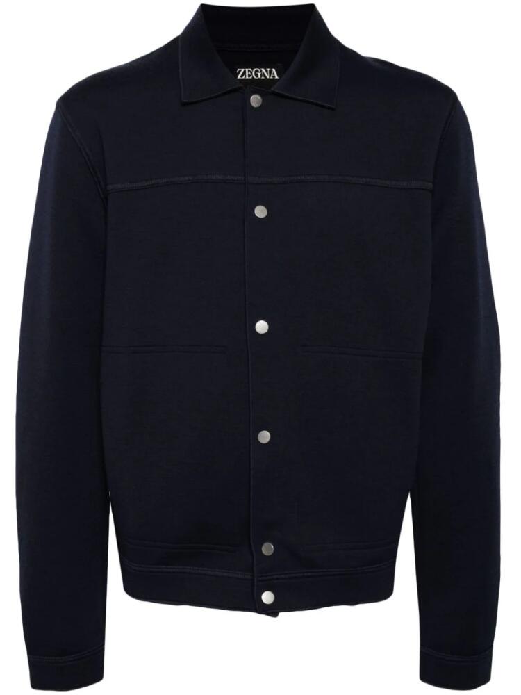 Zegna spread-collar knitted cardigan - Blue Cover