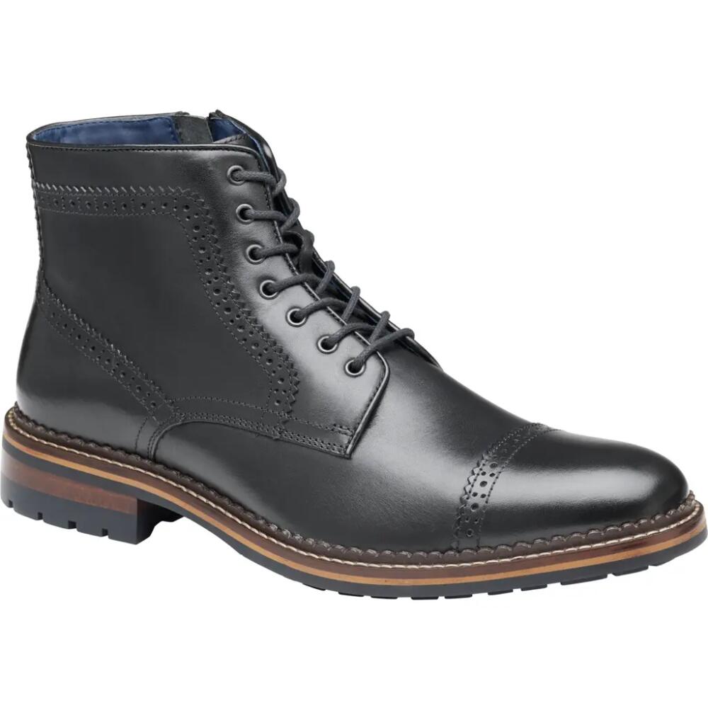 Johnston & Murphy Benton Leather Cap Toe Boot in Black Full Grain Cover