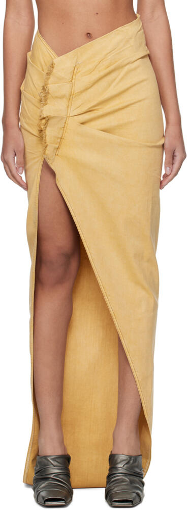 Rick Owens DRKSHDW Yellow Edfu Denim Maxi Skirt Cover