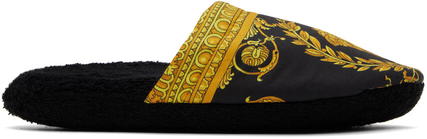 Versace Underwear Black 'I Heart Baroque' Slippers Cover