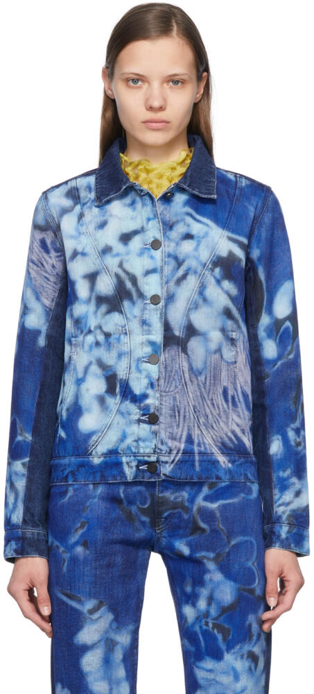 Paula Canovas Del Vas Blue Printed Denim Jacket Cover