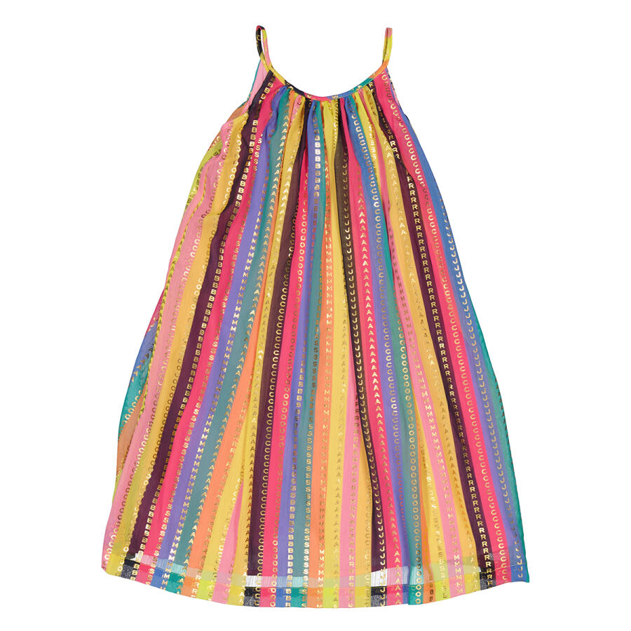 Little Marc Jacobs Girls Multicolor Logo Striped Glitter Dress Cover