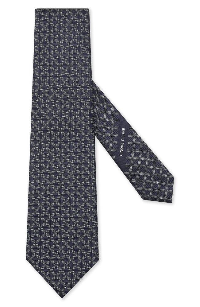 ZEGNA TIES Cinque Pieghe Diamond Jacquard Silk Tie in Silver Cover