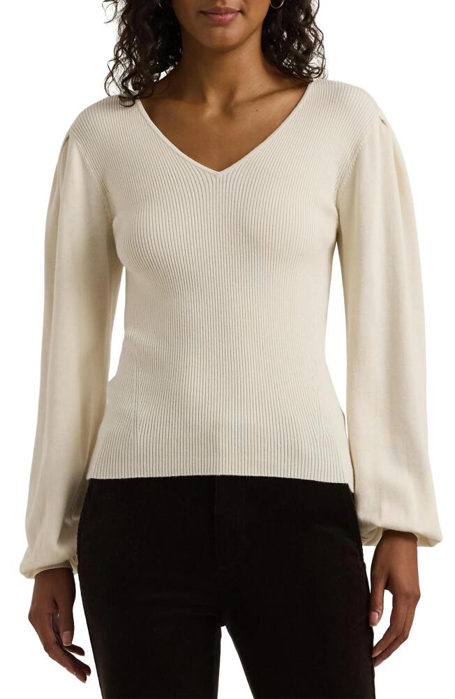 Lauren Ralph Lauren Blouson Sleeve Cotton Blend Sweater in Mascarpone Cream Cover