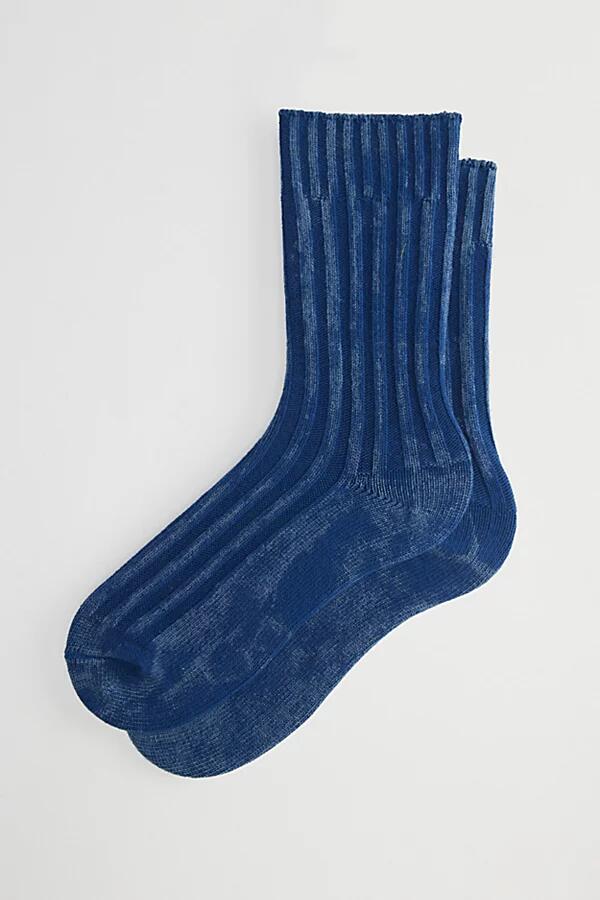 Thick Ribbed Overdyed Sock in Pale Blue Cover