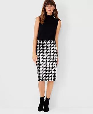 Ann Taylor Petite Sequin Houndstooth Pencil Skirt Cover