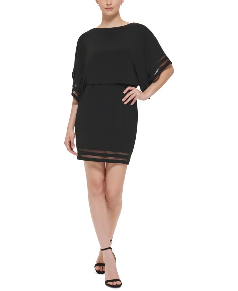 Jessica Howard Women's Boat-Neck Elbow-Sleeve Dress - Black Cover