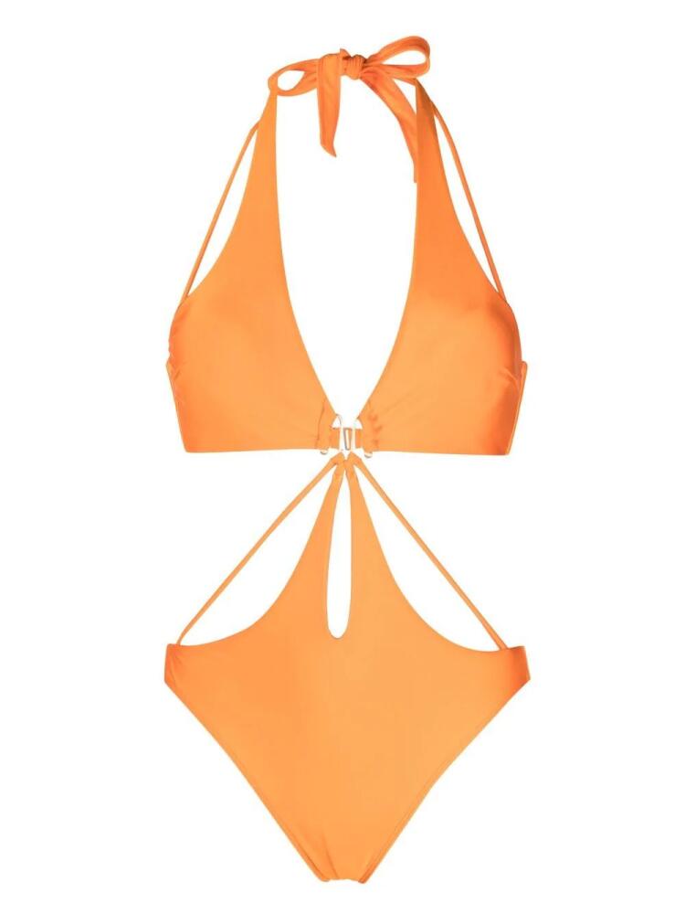 Cult Gaia cut-out detail halterneck swimsuit - Orange Cover