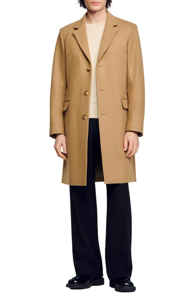 sandro Apollo Wool Blend Coat in Beige Cover