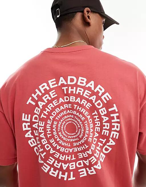 Threadbare oversized back print logo T-shirt in mineral red Cover