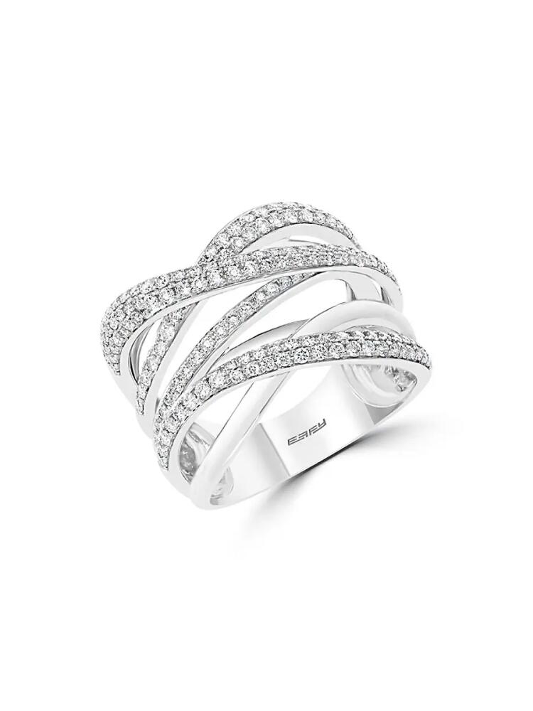 Effy Women's 14K White Gold & Diamond Multi Strand Criss Cross Ring Cover