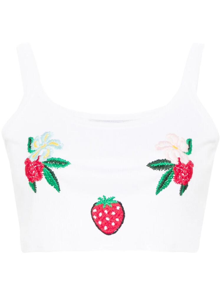 Fiorucci logo-embroidered crop top - White Cover