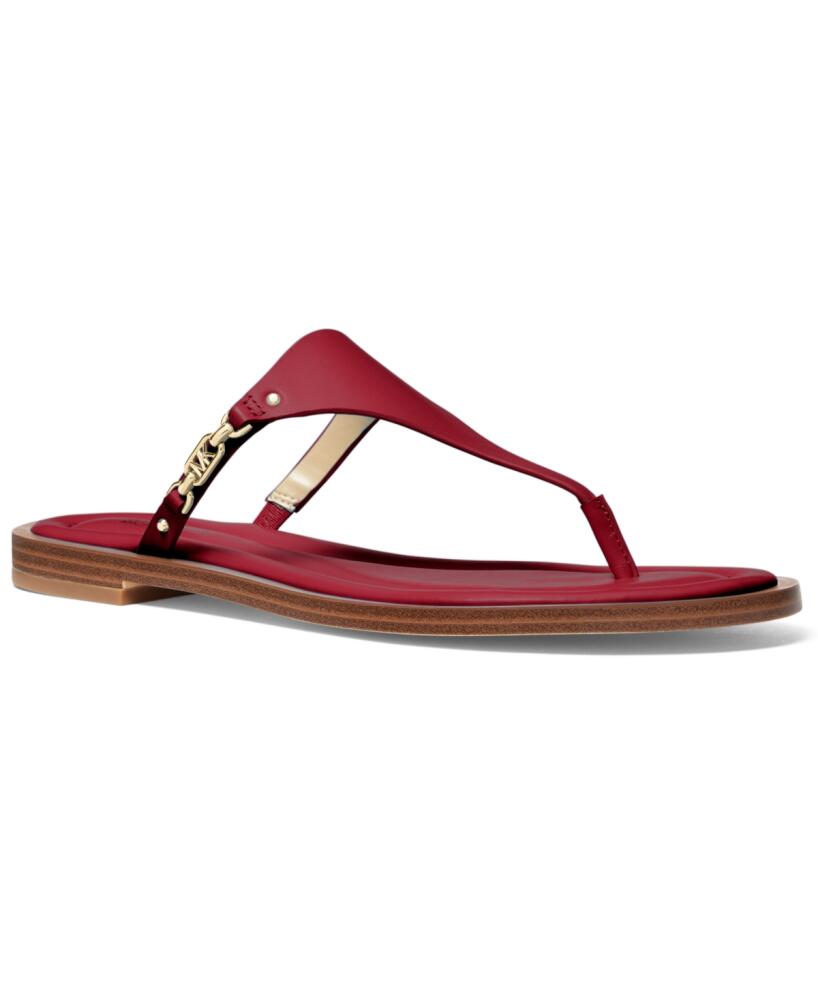 Michael Michael Kors Women's Daniella Leather Flat Thong Sandals - Deep Red Cover