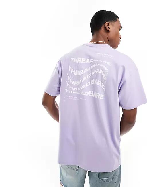 Threadbare oversized back print logo T-shirt in lavender-Purple Cover