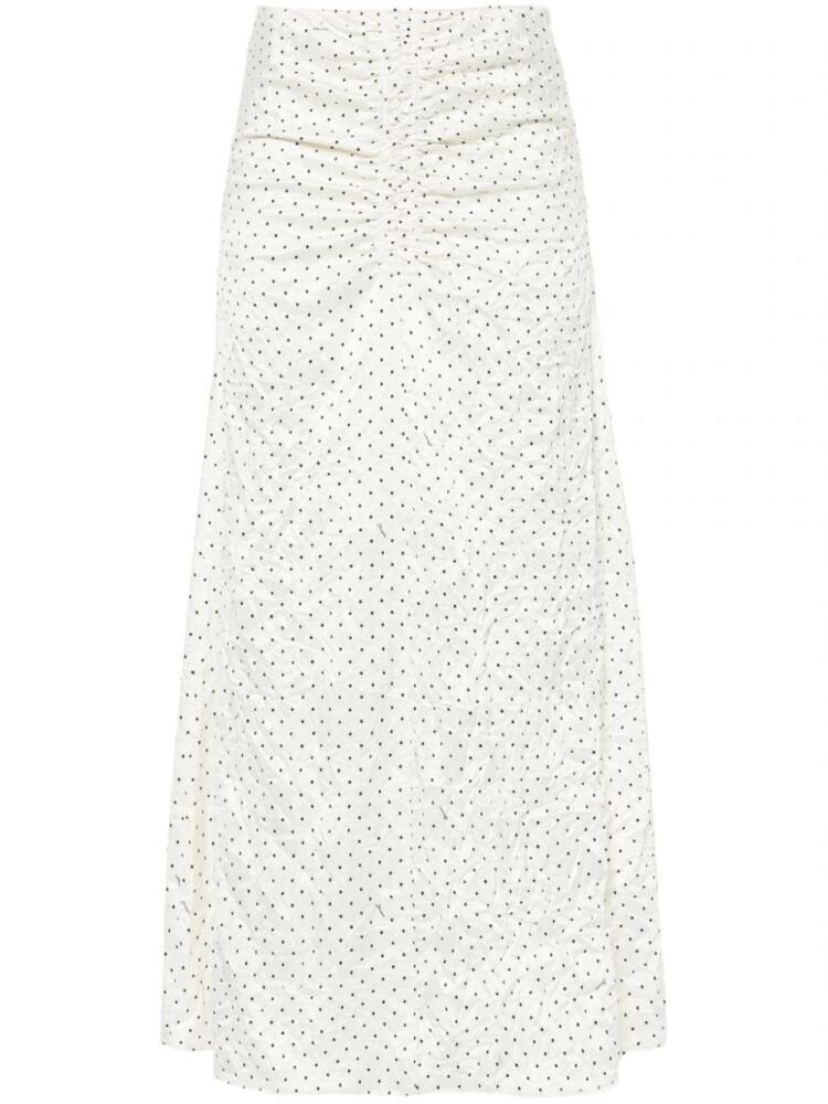 GANNI crinkled A-line midi skirt - White Cover