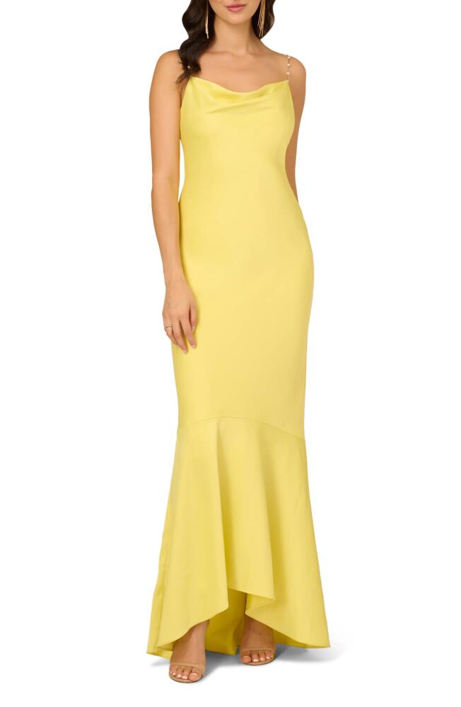 LIV FOSTER Stretch Satin High-Low Gown in Sun Cover