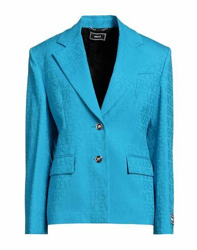 Versace Woman Blazer Azure Virgin Wool Cover