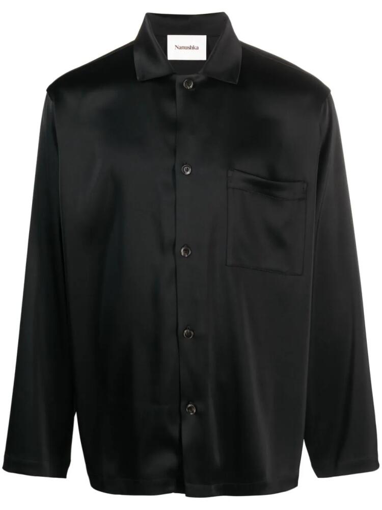 Nanushka spread-collar satin shirt - Black Cover