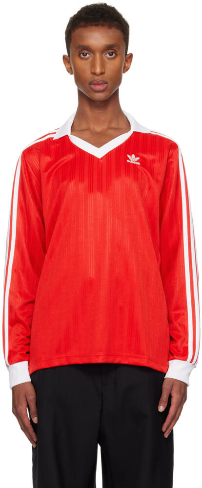 adidas Originals Red Adicolor Piqué Soccer Long Sleeve Polo Cover