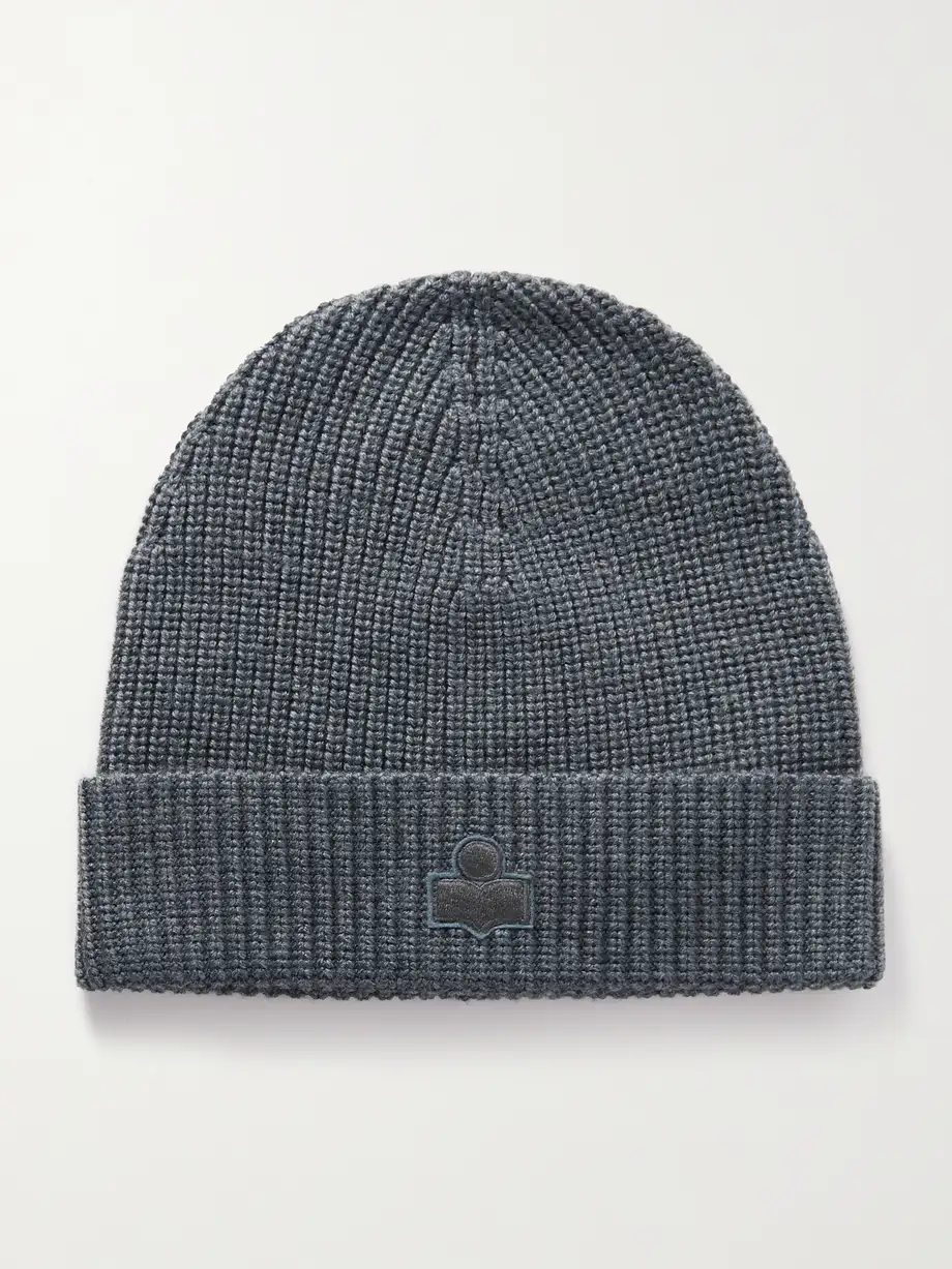 Isabel Marant - Bayle Appliquéd Ribbed Wool Beanie - Gray Cover