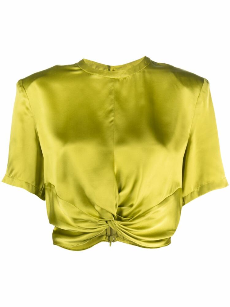 Gestuz round-neck silk crop top - Green Cover