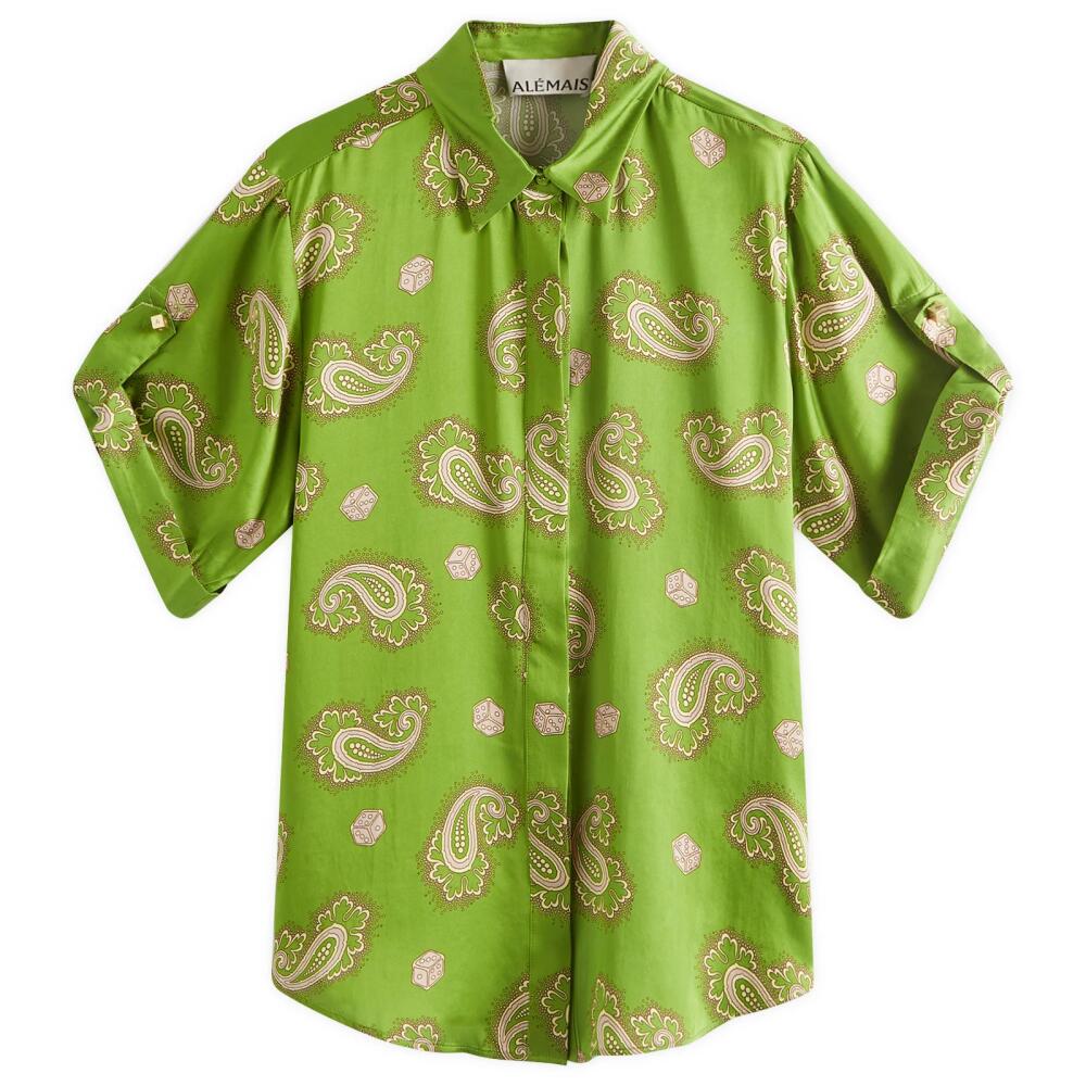 Alemais Women's Dice Silk Shirt in Forest Cover