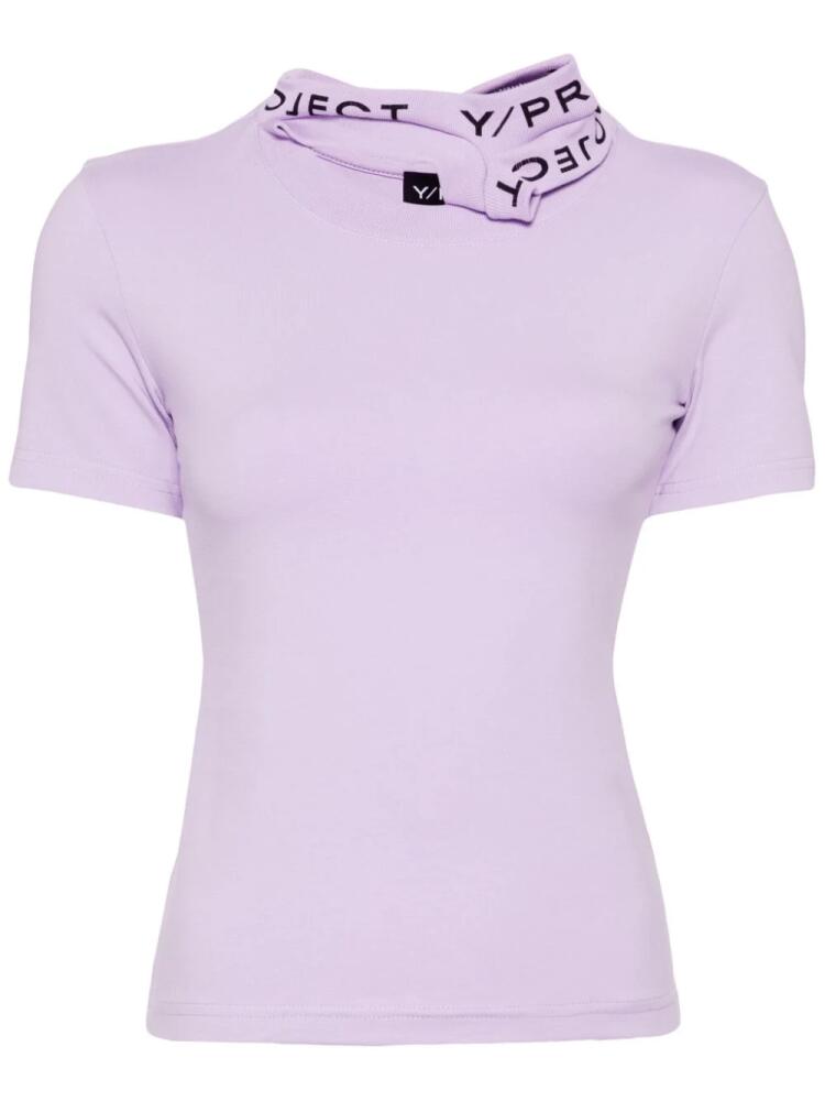 Y/Project logo-print collar jersey T-shirt - Purple Cover