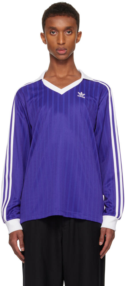 adidas Originals Blue Adicolor Piqué Soccer Long Sleeve Polo Cover