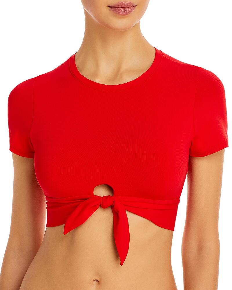 Robin Piccone Ava Solid Cropped T-Shirt Bikini Top Cover