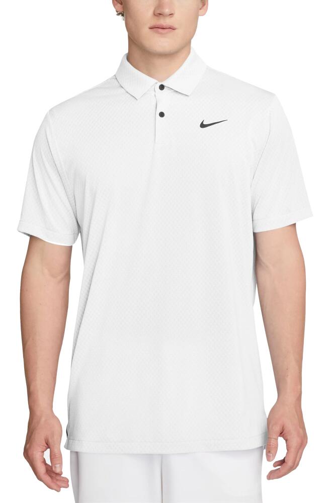 Nike Golf Dri-FIT Jacquard Golf Polo in White/White/White/Black Cover