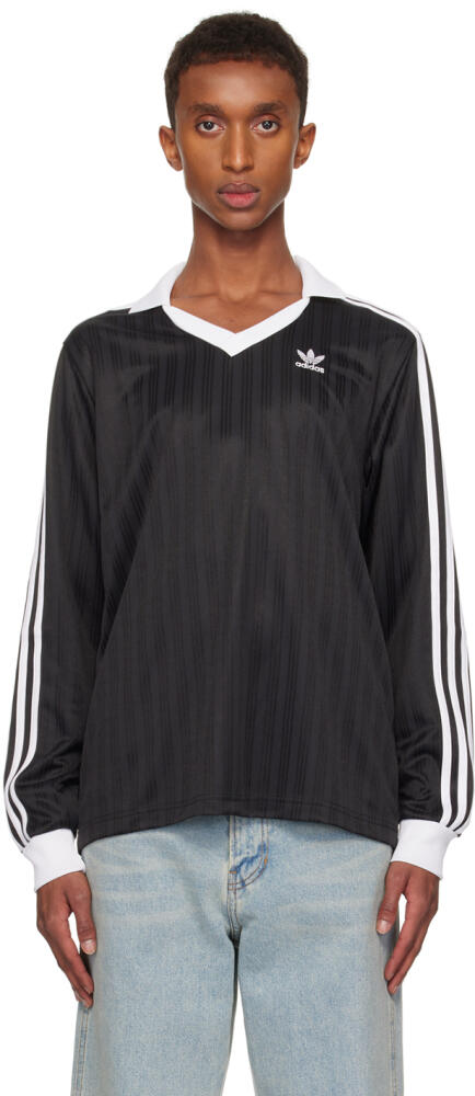 adidas Originals Black Adicolor Piqué Soccer Long Sleeve Polo Cover