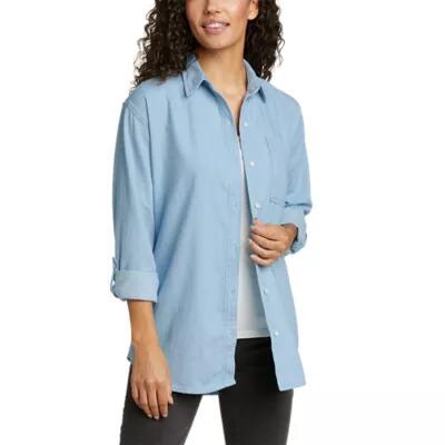 Eddie Bauer Women's Halcyon Long-Sleeve Indigo Shirt Cover